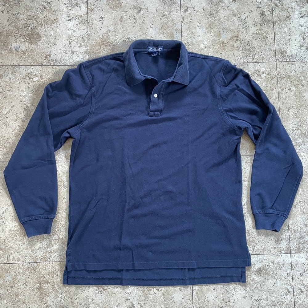Vintage Lands End long sleeve cotton polo shirt